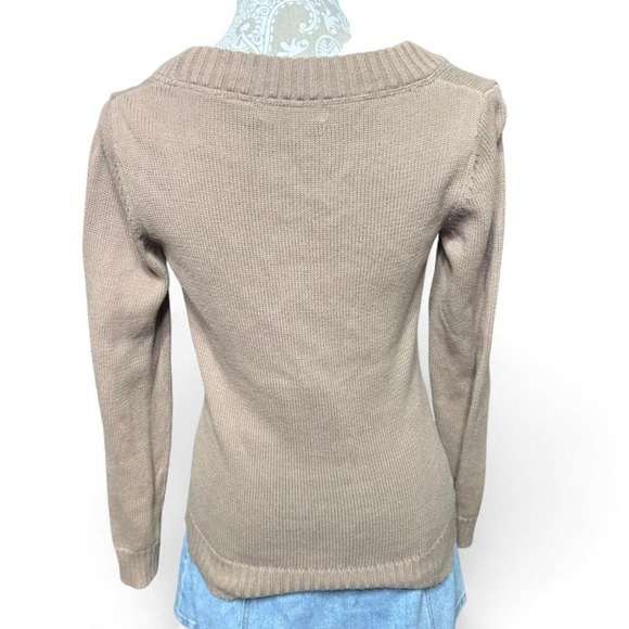 Brown Fall Cozy Sweater Neutral With Buttons Liz Claiborne Vintage Minimalist - Picture 3 of 4